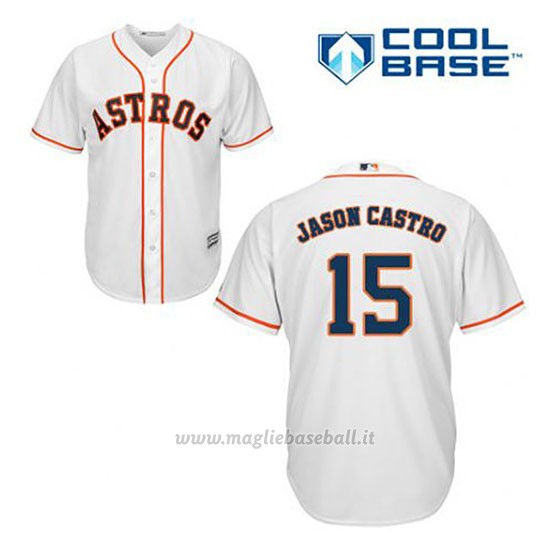 Maglia Baseball Uomo Houston Astros Jason Castro 15 Bianco 1ªCool Base